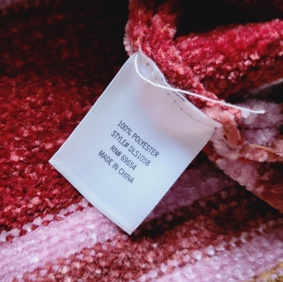 Francescas Alya Lindsay Striped Chenille Soft Fall Red Yellow Hem Sweater Size M - Picture 12 of 12